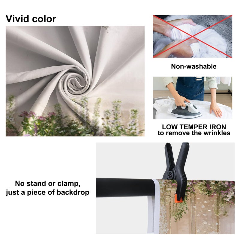 Baocicco 10x10ft Wedding Backdrop Beautiful Curtains Romantic Floral Decorations Flower Clusters Photography Background Wedding Ceremony Bridal Shower Birthday Children Adults Portrait Studio - Image 5